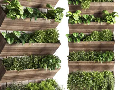  plant stand vertical garden stair wall wood vase 3D model