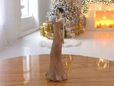 Girl Dress Statue low-poly PBR Ornament figurine VR-AR Low-poly 3D model