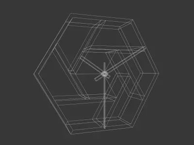 Solid Oak Geometric Wood Wall Clock Low-poly 3D model