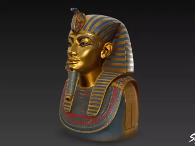 Pharaoh Mask of Tutankhamun Low-poly 3D model