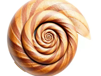 Spiral Shell Wooden model pack Low-poly 3D model