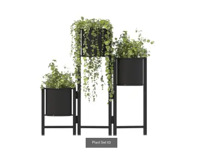 metal plant set 01 3D Model Collection