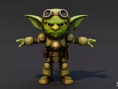 Engineer Goblin T-Pose Low-poly 3D model