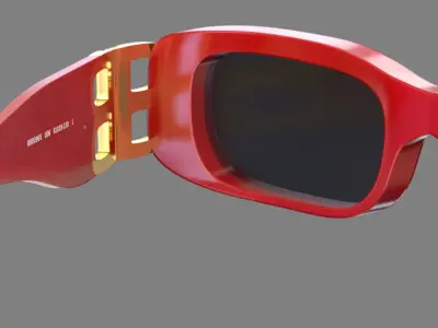 Balenciaga glasses - BB0096S red Low-poly 3D model
