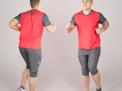 Young sportsman jogging 195 Low-poly 3D model