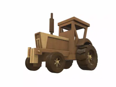 Wooden tractor toy 4 Free 3D model