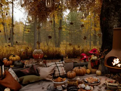 Autumn Picnic Blender Scene 3D model