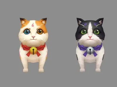 Cartoon fat cat Low-poly 3D model