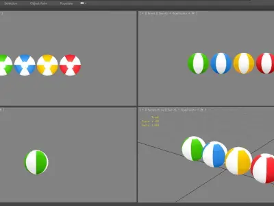 4 colored volleyballs Low-poly 3D model
