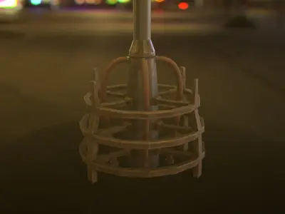Cyberpunk - sci-fi street light unreal engine compatable Low-poly 3D model