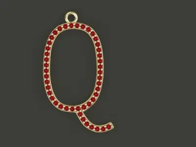 Diamond Q Pendant Gold Silver Platinum Luxury Jewelry 3D print model