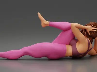 Young Woman Yoga Doing Obliques up Pilates Pose 3D print model