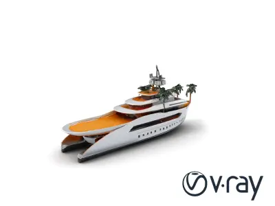 Private Island Yacht 3D model pack with multifunctional features Low-poly 3D model