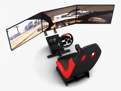 Racing Game Simulator Triple Display v 1 3D model