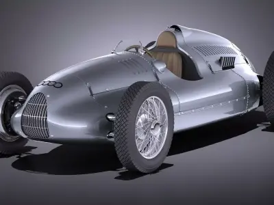 Auto Union Type D 1938 race car 3D model