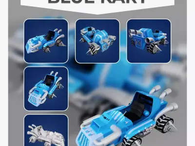 Blue Kart Low-poly 3D model