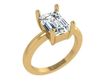 Emerald Solitaire Ring 4161 3D print model