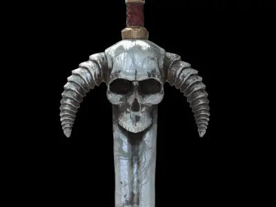 Skull Sword Low Poly Low-poly 3D model