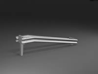 W-Beam Highway Guardrail System - Modular Road Barrier 3D Model 3D model