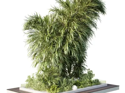 A Garden of Plants shrubs and palms outdoor garden  Low-poly 3D model