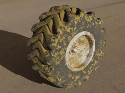 Tire 3D model gold medallion Low-poly 3D model