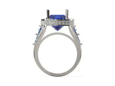 Luxury Blue Sapphire Gold Ring Ready for 3D Manufacturing 3D print model