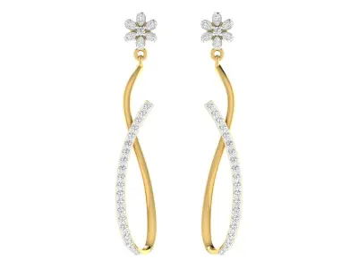 Women Drop Earrings 3dm STL OBJ FBX Renders Details 3D print model 10
