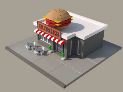Low poly City Set house Low-poly 3D model