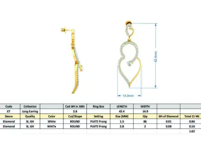 Women Earring 3DM STL OBJ FBX Render Details 3D print model 6