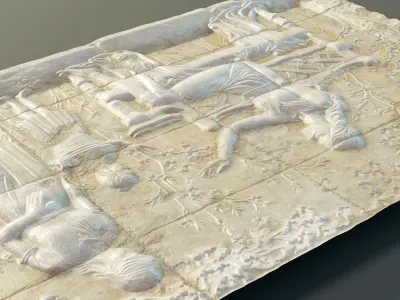Bas-relief wall panel PBR Low-poly 3D model