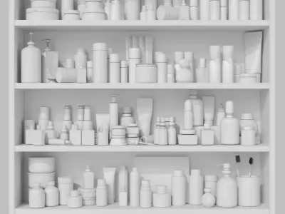 Large set of cosmetics for the bathroom or beauty salon 500 3D model