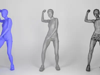 Pretty woman in shorts playing volleyball 226 Low-poly 3D model