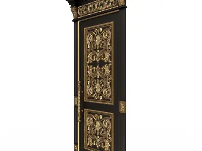 Carved Door Classic 01002 Black Low-poly 3D model