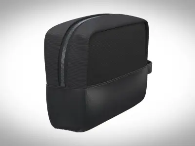 black leather dopp kit toilet bag clo3d 3D model