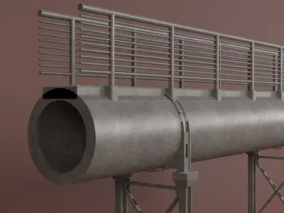 Industrial Pipe Racks and Stair Collection 3D model
