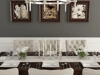 Table Chairs Laying 3D model