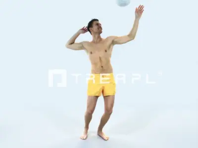 Virtue 04L Beach Serving Sports Man Low-poly 3D model