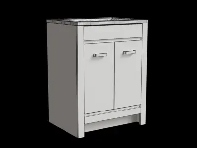 Free Standing Single Bathroom Vanity With Marble Top Low-poly 3D model