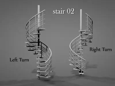Metal Spiral Stairs V2 Low-poly 3D model