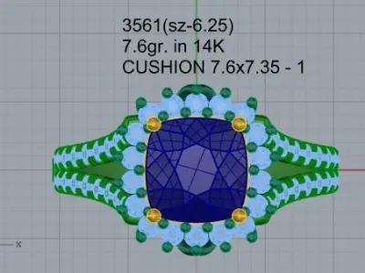 Cushion Halo Ring 3561 3D print model
