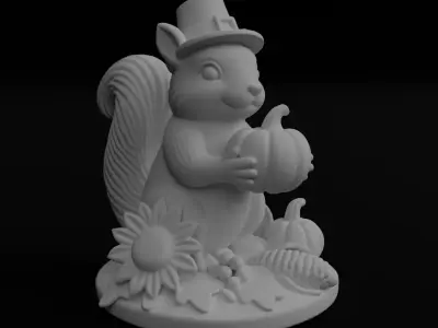 Cute Autumn squirrel Thanksgiving day 3D model for printing 3D print model