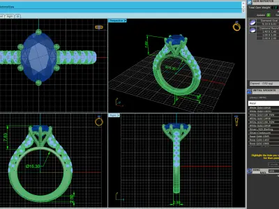 Pav Set Woman Wedding Ring 3D print model