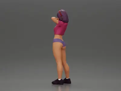 Sexy girl in a bikini and mini shirt posing confidently 3D print model
