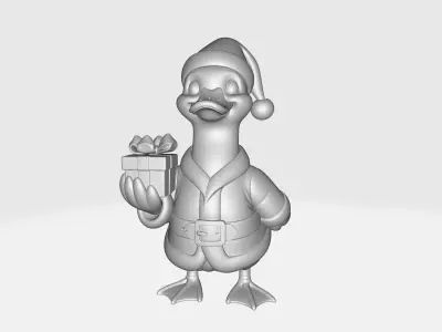 Santa Goose Holding Gift Christmas Goose Figurine Whimsical Xmas 3D print model