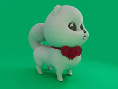 3d Pomeranian puppy dog Low-poly 3D model