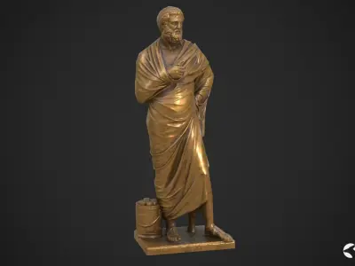 Sophocles Antique Statue - Old Gold Low-poly 3D model