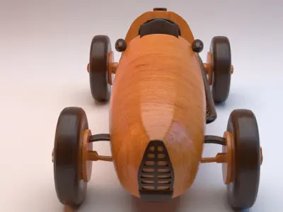 Old style wooden toy car 3D model