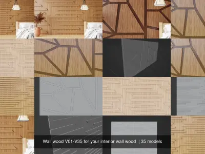 Wall wood V01-V35 for your interior wall wood  3D Model Collection