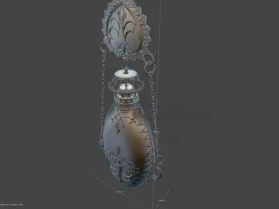 Perfume ornate bottle on chain 3D print model