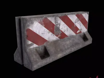 Concrete Barrier  Game Ready Low-poly 3D model Low-poly 3D model
